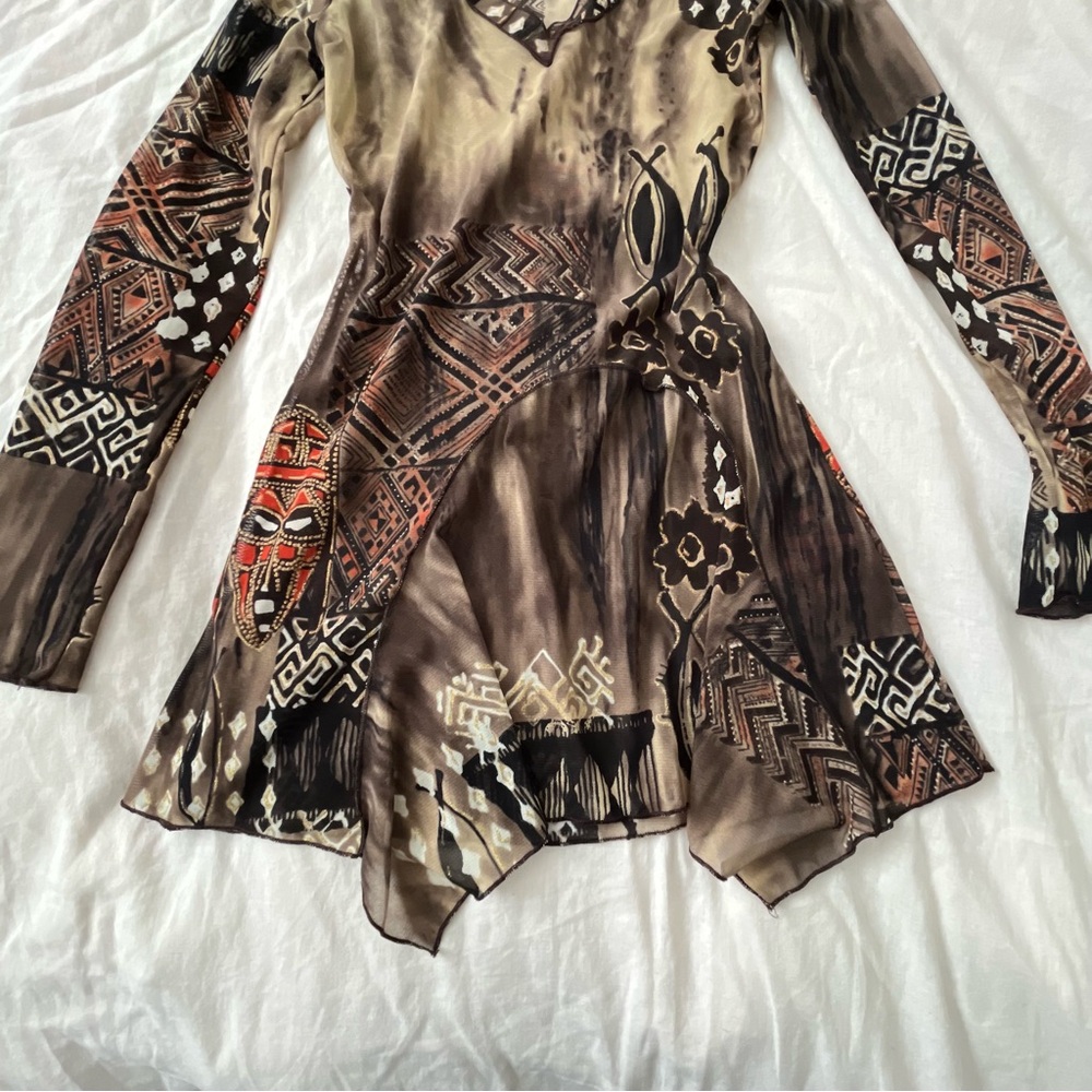 Cache Cache Brown Abstract Print Sheer Asymmetric… - image 7